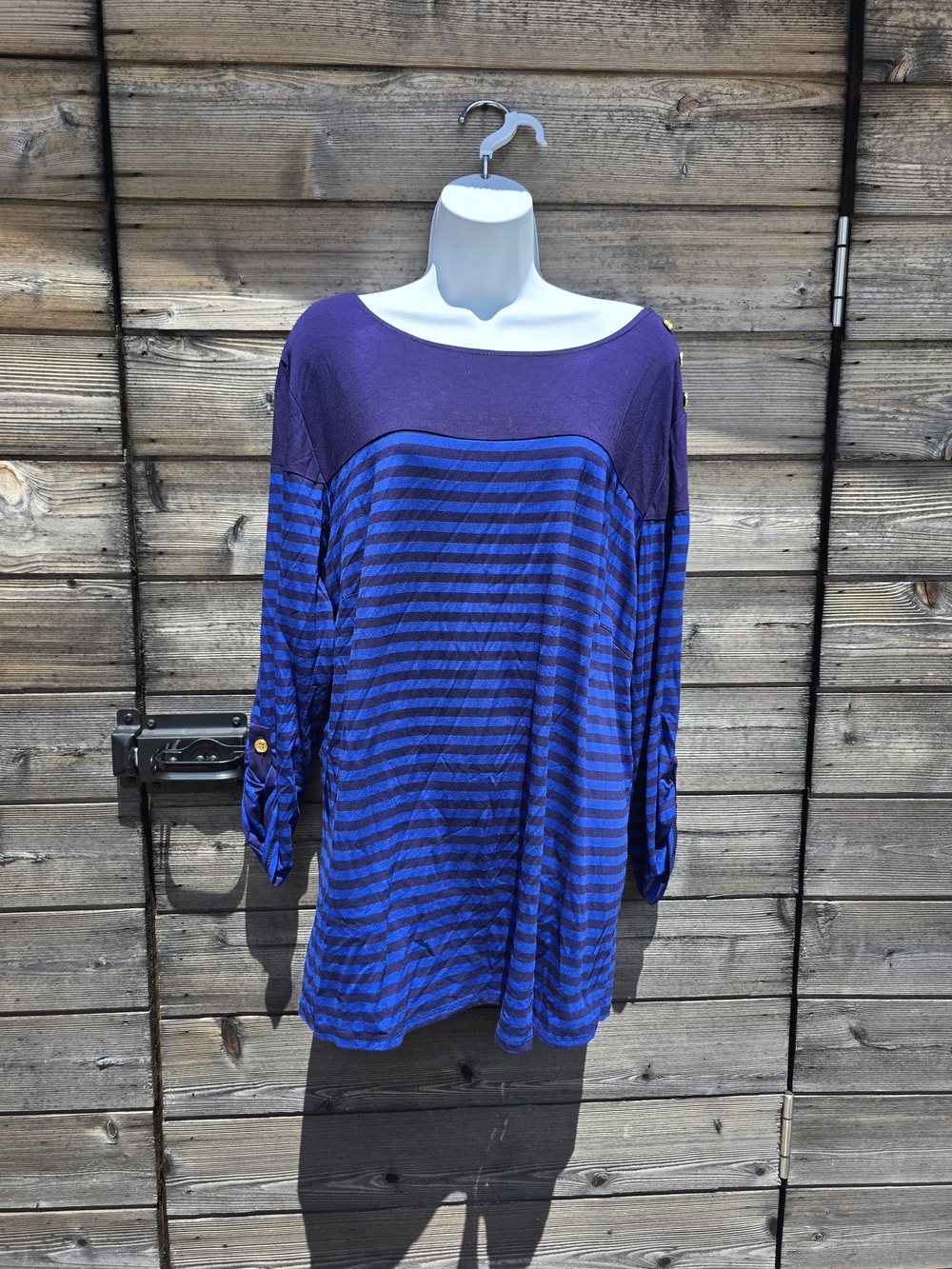 Striped Blue Boatneck Tunic Top